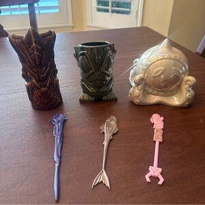 NWOT Blizzard 2021 30th Anniversary Employee Gifts Tiki Ceramic Mugs; Set Of 3